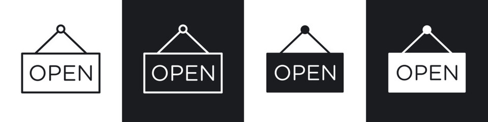 Open sign icon in filled and stroke