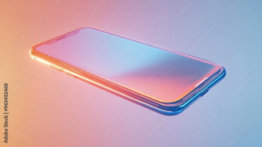 Poster a modern smartphone with a vibrant gradient background