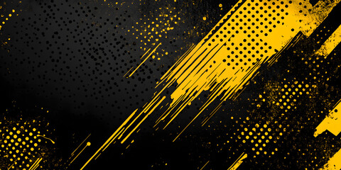 yellow spots, splashes and dotted paint marks on a black background. grunge texture of old background