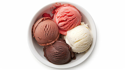 top view of ice cream scoops with various flavors