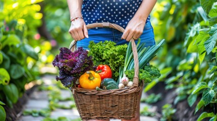 Fototapeta premium The Woman with Vegetable Basket