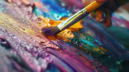 Fototapeta premium The Painter's Colorful Brush Technique