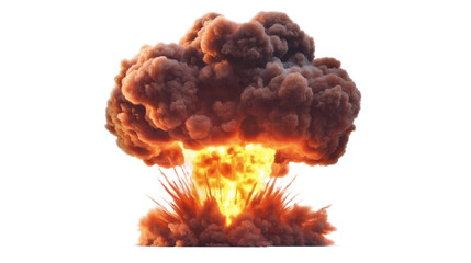 Fiery Explosion Cloud with Mushroom Effect on Transparent Background (PNG)