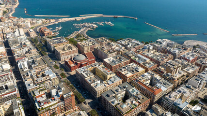 Aerial view of the Petruzzelli Theatre in Bari, Puglia, Italy. It is the largest theatre in the...