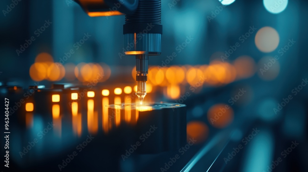 Aufkleber close-up view of automated machinery in a factory, highlighting precision and innovative technology 
