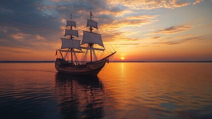Fototapeta premium Antique Ship with copy space