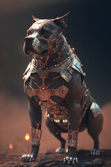 Naklejka premium Steel-Fanged dog of Unyielding Might