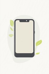 Minimalistic Smartphone with Green Leaves Background