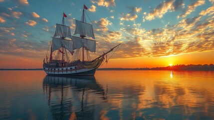 Obraz premium Antique Ship with copy space
