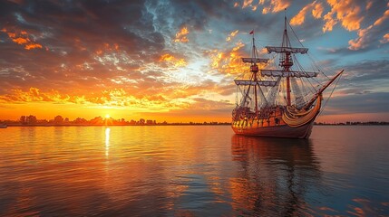 Obraz premium Retro Sailboat with copy space