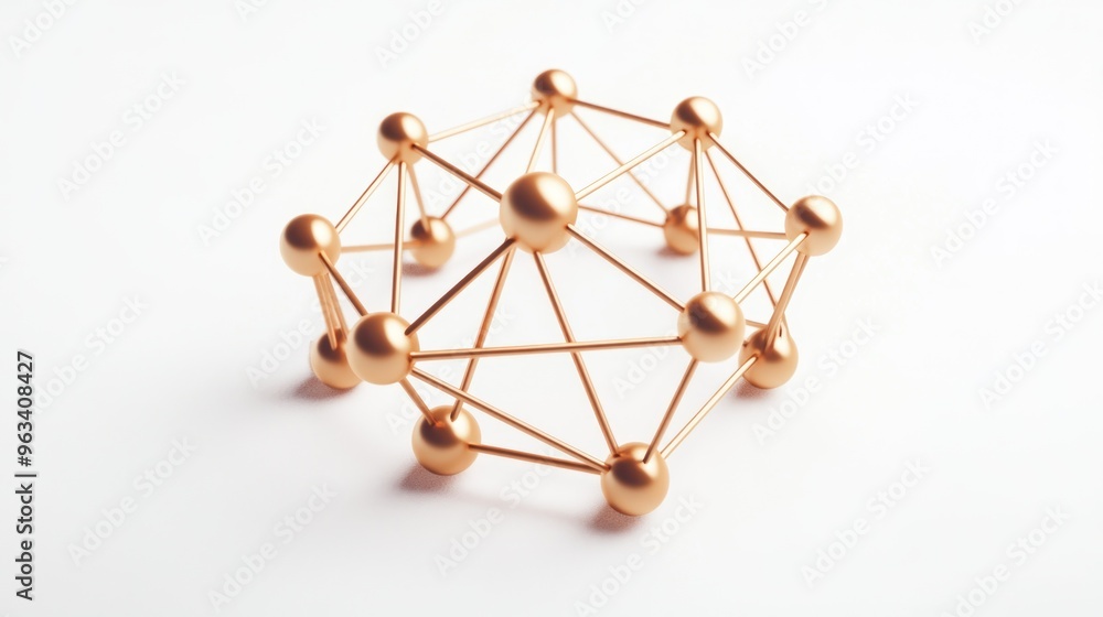 Poster a 3d model of interconnected nodes and edges, symbolizing networks or systems.