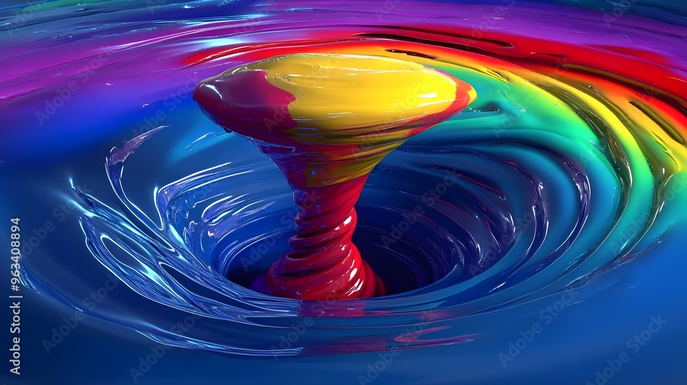 Poster a vibrant swirl of colorful paint creating a mesmerizing wave, evoking creativity and artistic expre