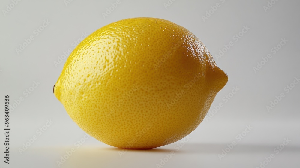 Poster a single ripe lemon on a white background