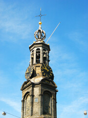 
The Munttoren (Mint Tower) in Amsterdam, Netherlands, is a historic clock tower built in the 17th...