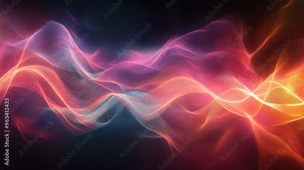 Leinwandbilder digital connectivity: abstract waves of data flow in colorful network background