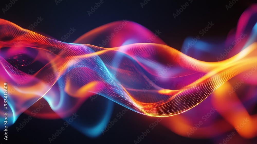Poster digital network flow - abstract background of light and color representing data movement and interne