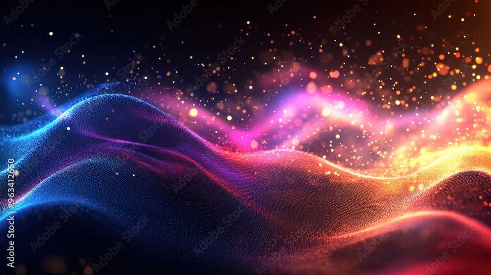 Poster digital data flow - abstract background of colorful waves symbolizing internet connectivity speed an