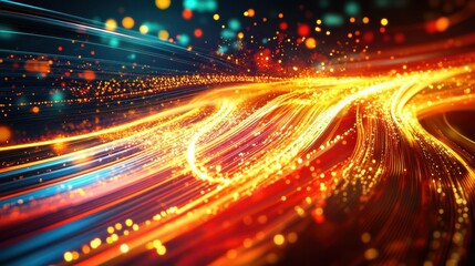 Data Flow: Abstract Background of Vibrant Colorful Waves Illustrating Global Internet Speed and Connectivity
