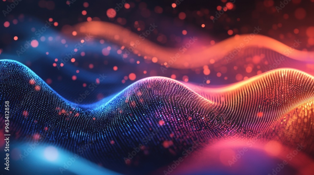 Poster data flow: abstract background of vibrant light and color representing internet network interconnect