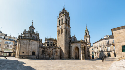 Fototapeta premium Monumental complex of the city of Lugo with the cathedral and the main square, a World Heritage Site, Galicia.