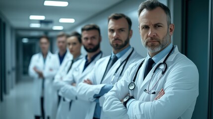 Fototapeta premium The Doctors in Hospital Corridor