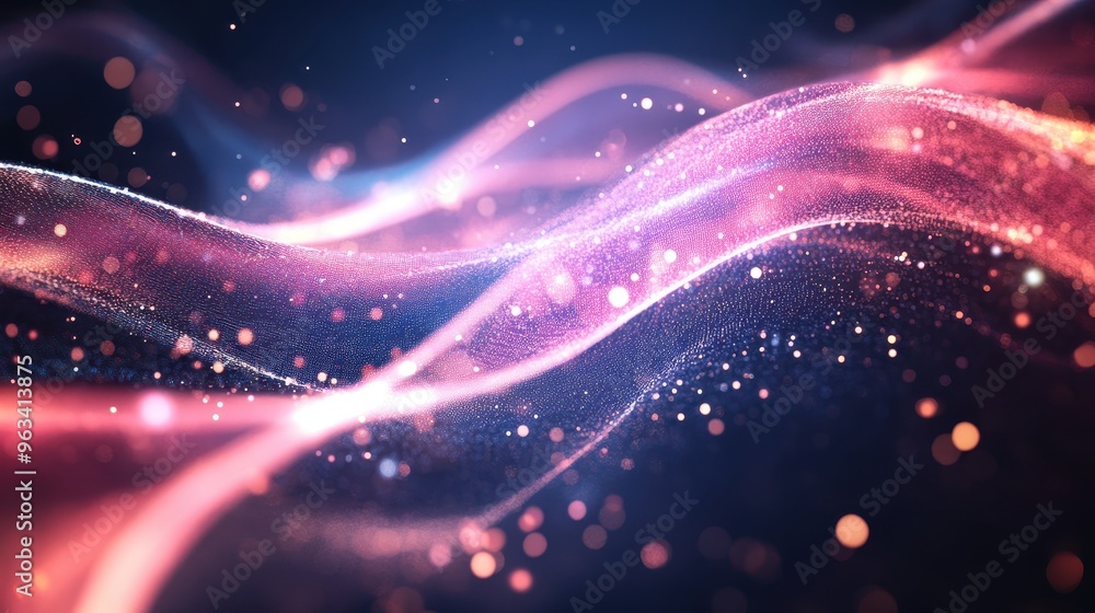 Aufkleber abstract network connections: illuminated curves of data flow in vibrant colors