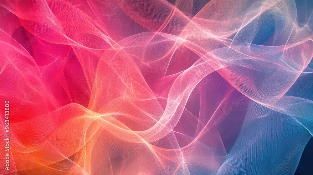 Poster illuminated data flow: abstract network connections of light and color