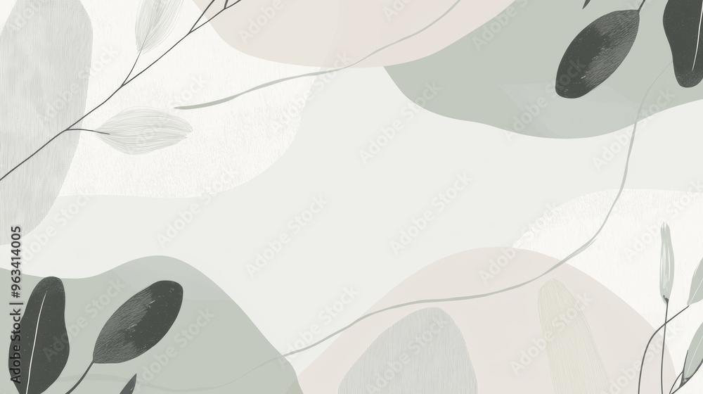 Poster this minimalist background features soft, muted colors and delicate line art, creating a sense of pe