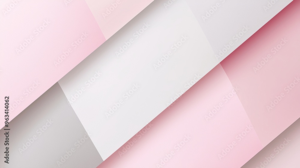 Poster geometric background forming a minimalist design with soft pastel pink and white shapes overlapping 