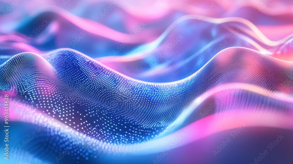 Poster data flow: abstract network connectivity with vibrant light and color curves