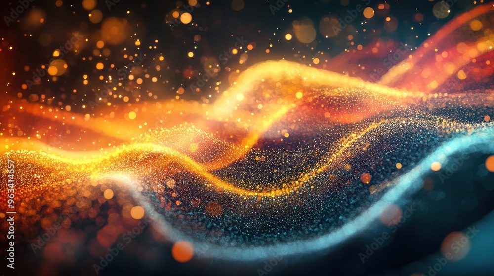 Poster digital data flow: abstract background of colorful waves representing internet connectivity and spee