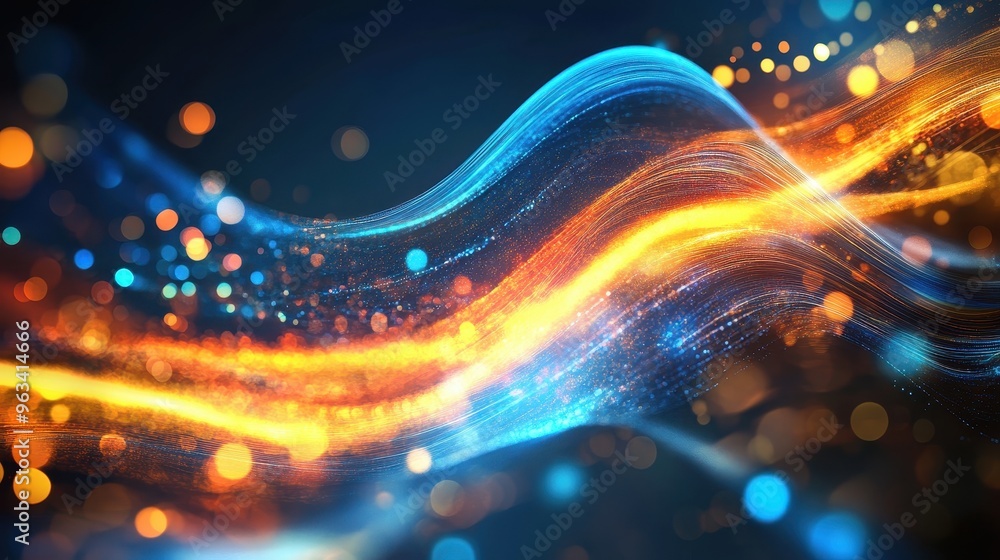 Poster data network flow - abstract background of colorful waves representing speed and connectivity of int