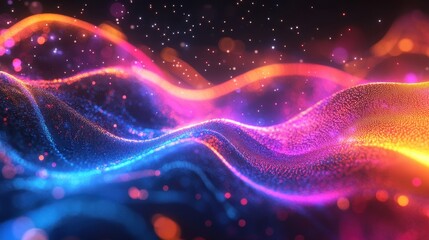 Fototapeta premium Digital Connectivity: Abstract Interwoven Light and Color Curves Representing Data Flow and Internet Interconnectedness