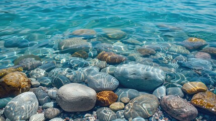 Obraz premium Stones at seabed in crystal blue ocean