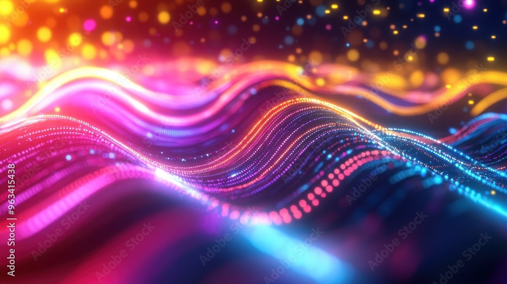 Poster illuminated data flow: abstract background of network connections and internet speed