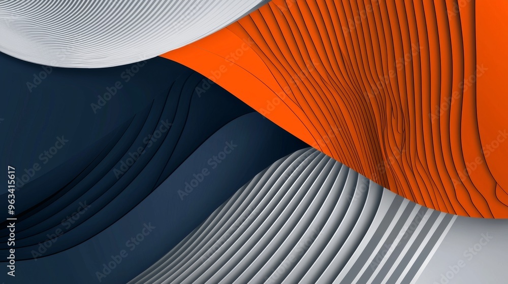 Poster abstract background with orange and blue waves creating a dynamic and modern design, perfect for any