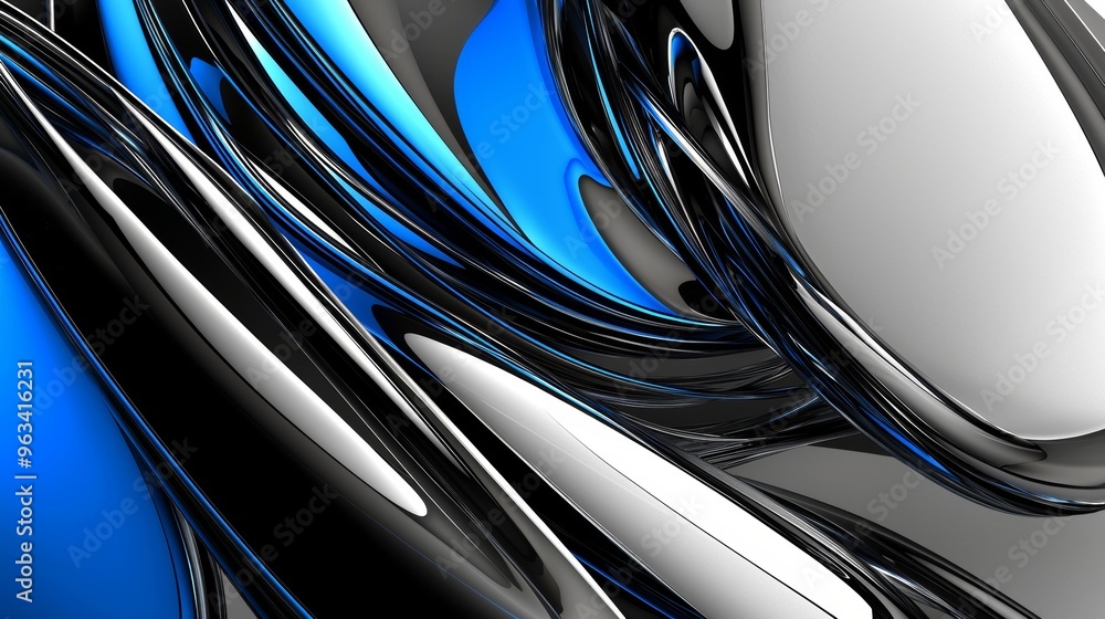 Poster abstract background with metallic waves flowing and intertwining, creating a sense of elegance and d