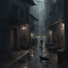 Dreary back alley way of London 