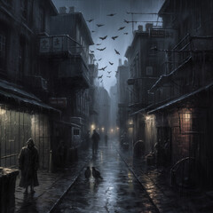 Dreary back alley way of London 