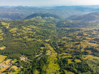 Aerial view of Apuseni Mountains in Romania