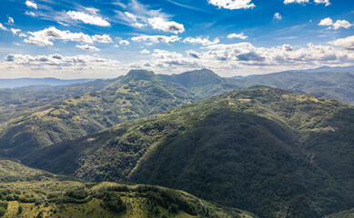 Aerial view of Apuseni Mountains in Romania
