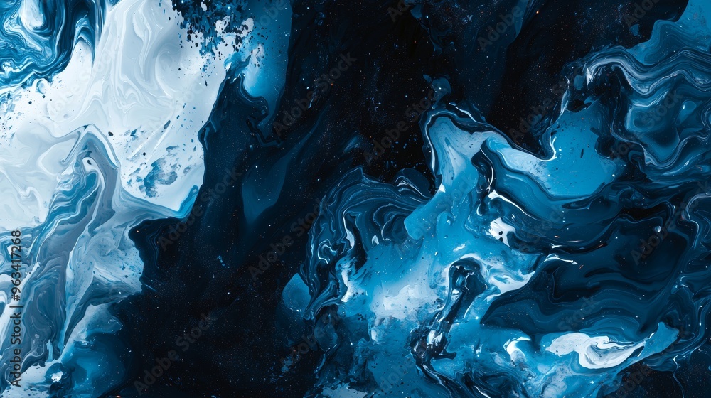Poster abstract colorful background made with fluid art technique, representing a cosmic sky with stars, pe