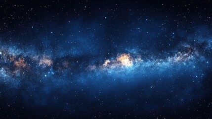 Obraz premium Equidistant projection panorama of a starry night, stars concentrated in the upper left, with soft lighting and a serene blue background