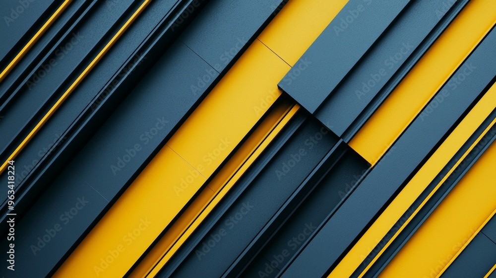Poster modern abstract background featuring a pattern of geometric shapes in yellow and blue, creating a se