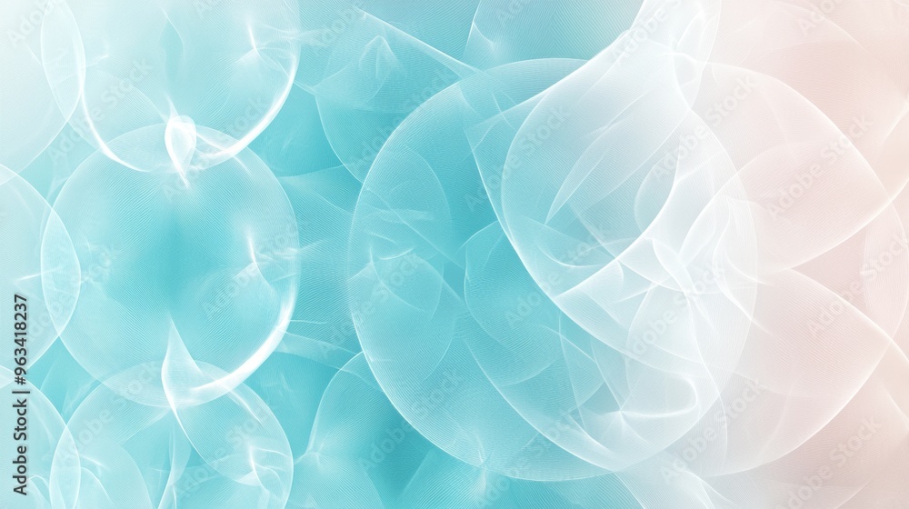 Poster digital art abstract background featuring a swirling pattern of overlapping circular shapes in turqu