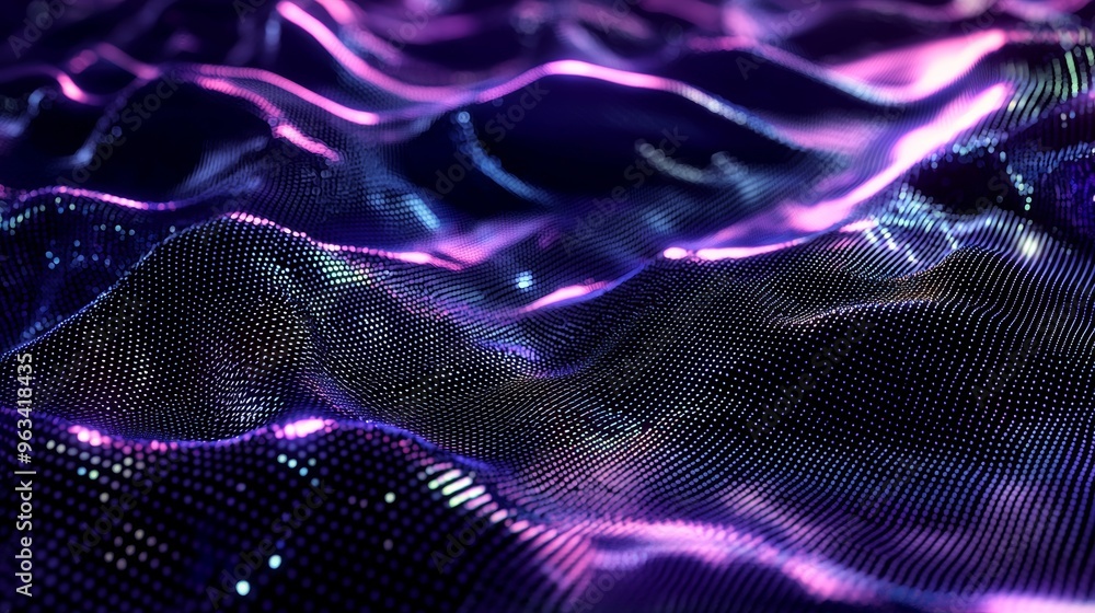 Poster abstract background with dynamic waves made of small particles. perfect for websites, presentations 