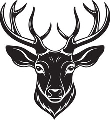 Vector art illustration of a deer head silhouette set against a clean white background