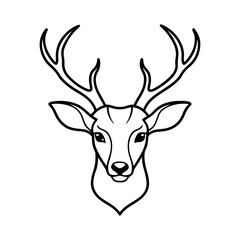 Vector art illustration of a deer head line art silhouette set against a clean white background