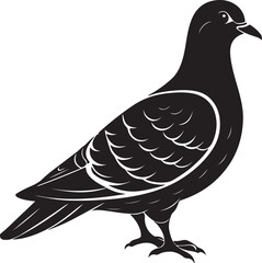 A vector-style silhouette of a dove in black and white, embodying the essence of peace and freedom in a simple form