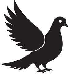 Obraz premium A vector-style silhouette of a dove in black and white, embodying the essence of peace and freedom in a simple form